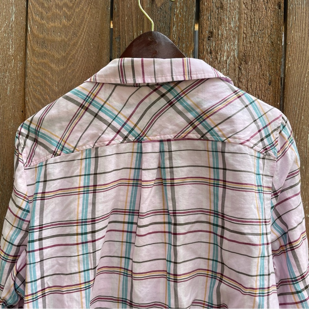 TALBOTS Women’s Pink Plaid Striped Button Down Long Sleeve Shirt Size XL - Picture 9 of 10